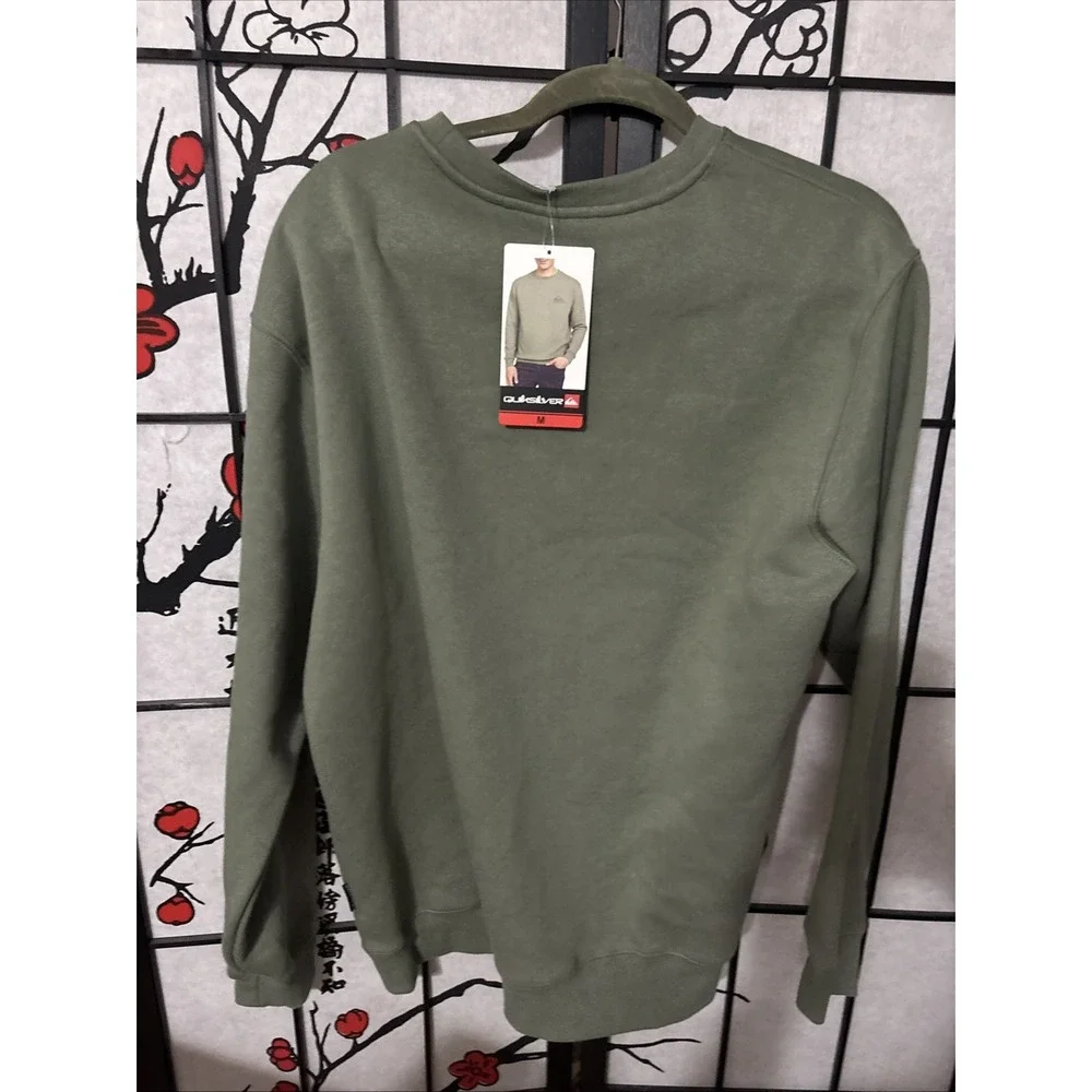 NWT Quiksilver Men's Olive Green Omni Crew Long Sleeve Sweatshirt Size Medium‎
